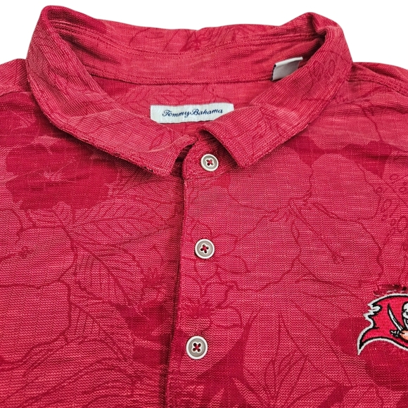 Tommy Bahama Polo Shirt Mens 4XLB Floral Miramar Blooms Red Tampa Bay Buccaneers - Picture 2 of 12
